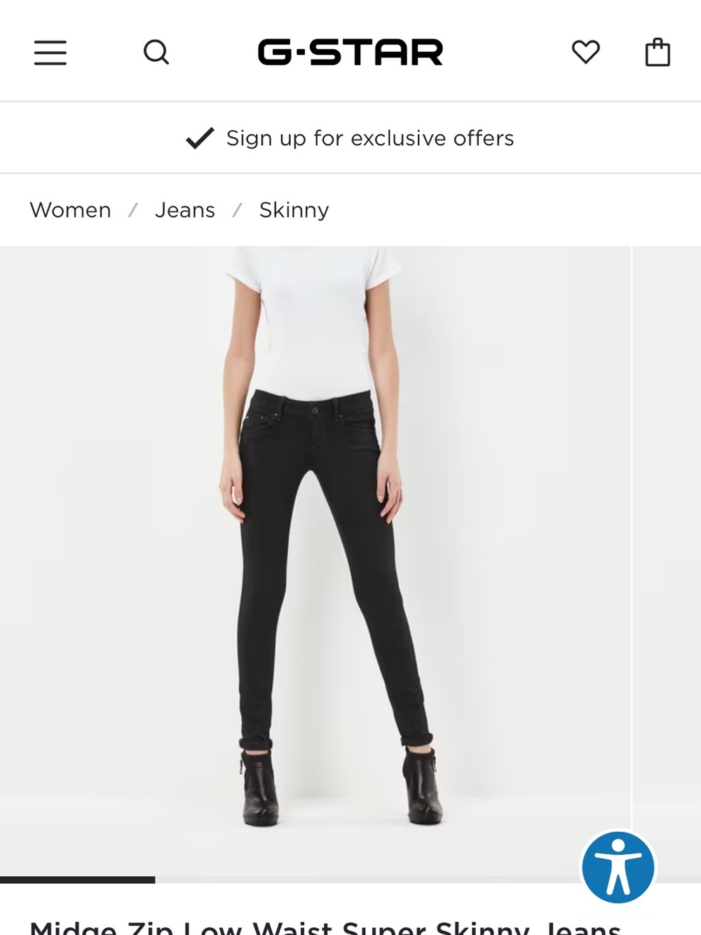 G-Star Black Super Skinny Low-Rise Jeans
